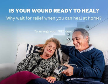 Bioptron light therapy device used near a healing wound for recovery support