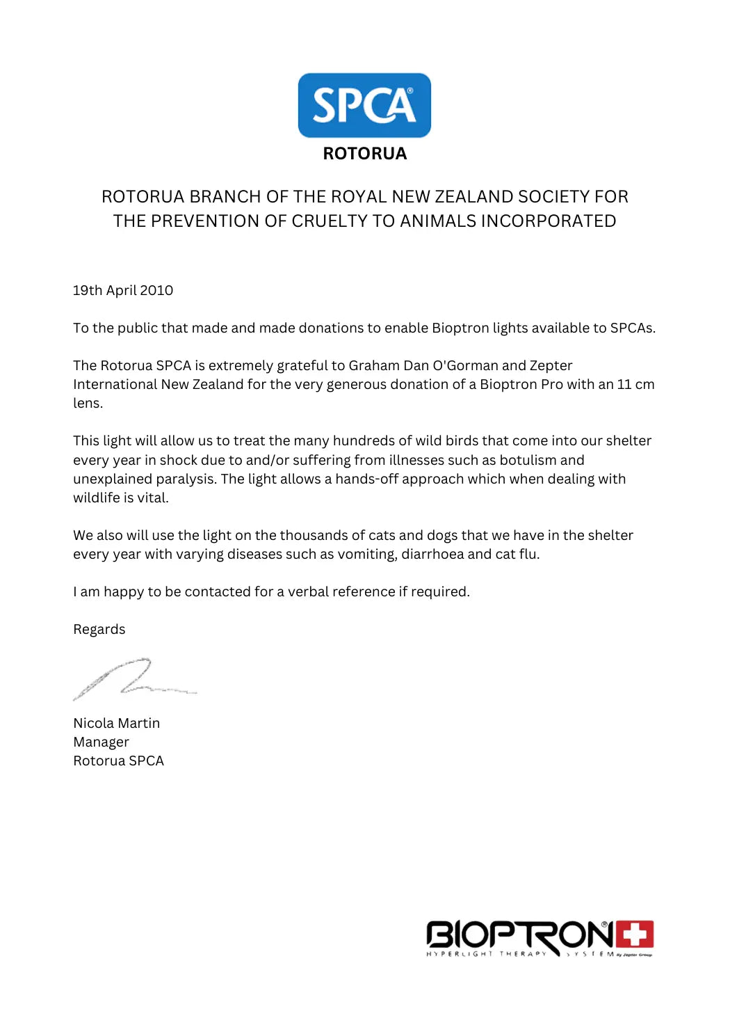 Rotorua SPCA: Bioptron for Cats, Dogs & Birds